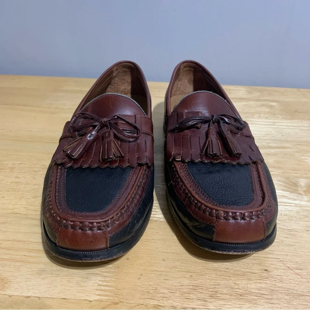 Johnston Murphy Mens Loafer Aragon II Kiltie Tassel Leather Black Brown Sz 11.5M